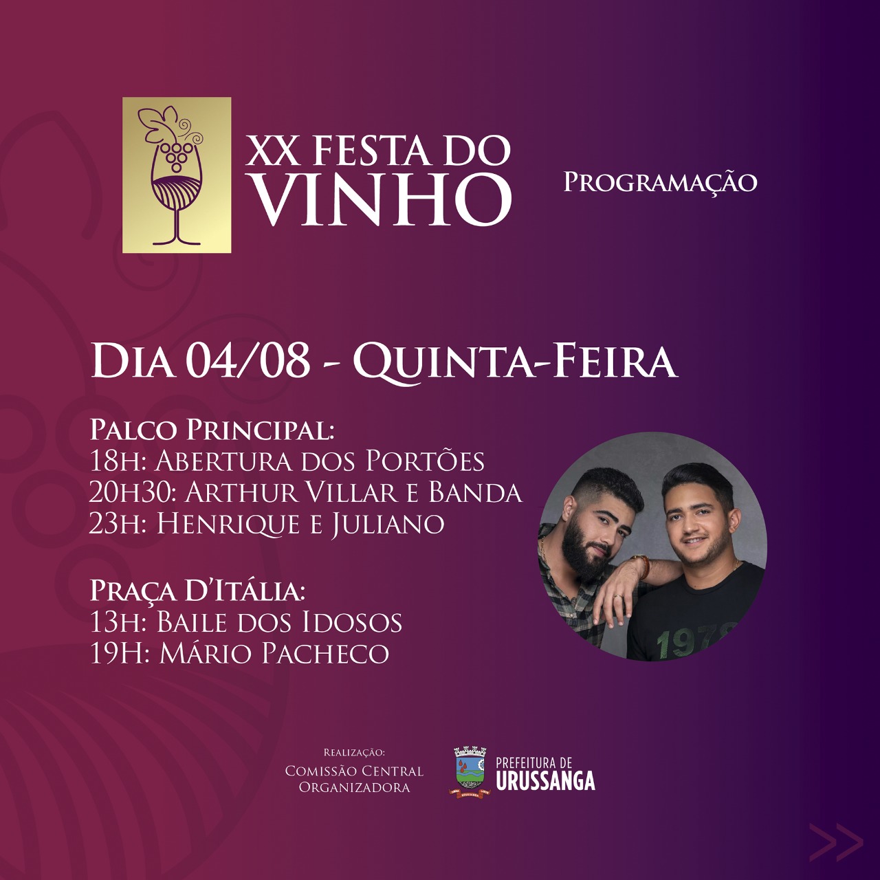 Show de Armandinho marca a abertura da 20ª Festa do Vinho em Urussanga